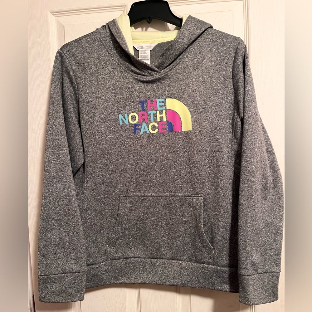 The North Face Heather Gray and Light Green Hoodie